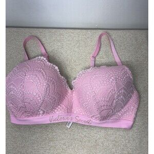 Victoria’s Secret Women’s  Bra No-Wire Lined Back Closure Pink Sz 38D